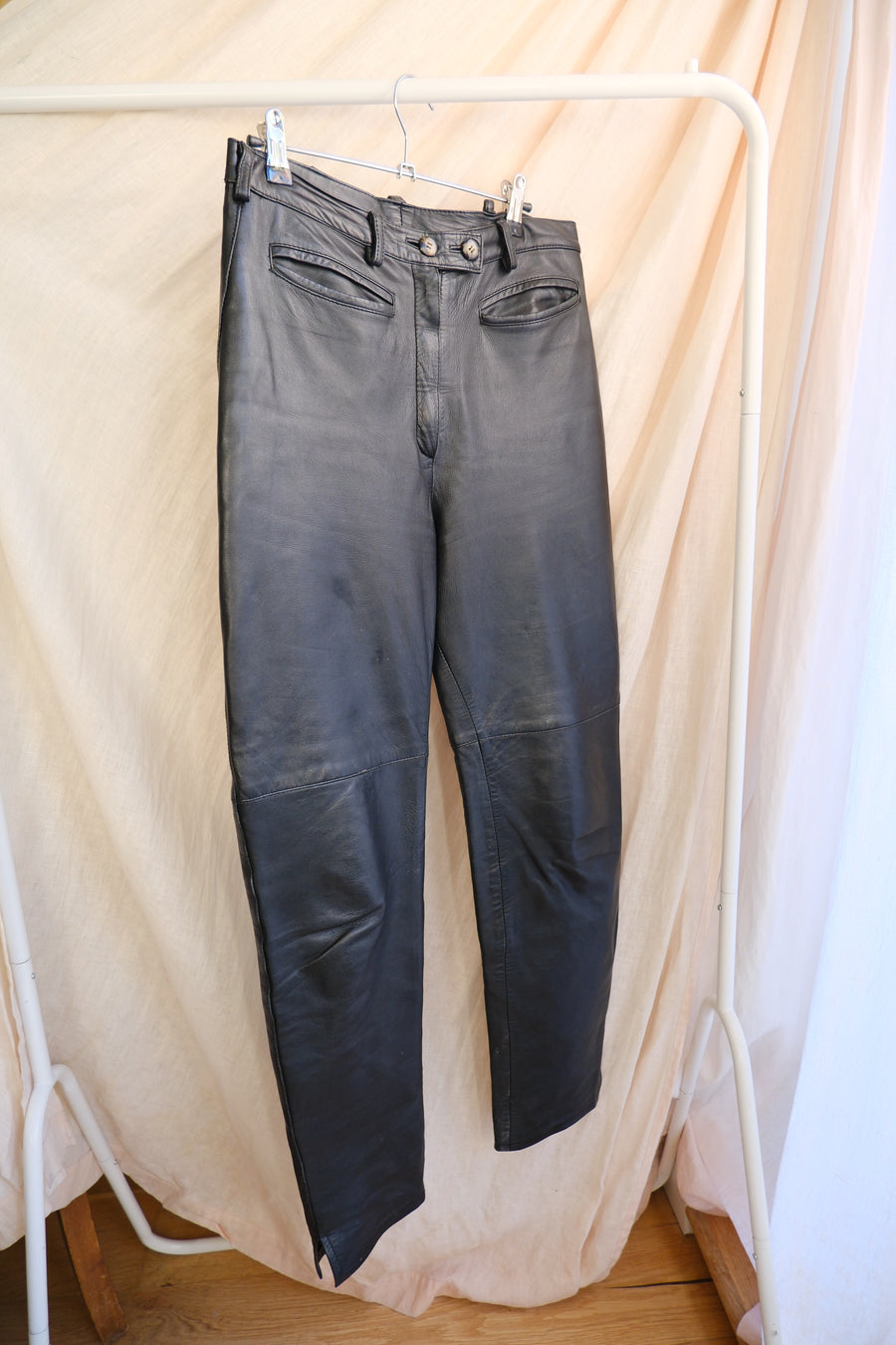 High Waisted Leather Trousers - UK 12