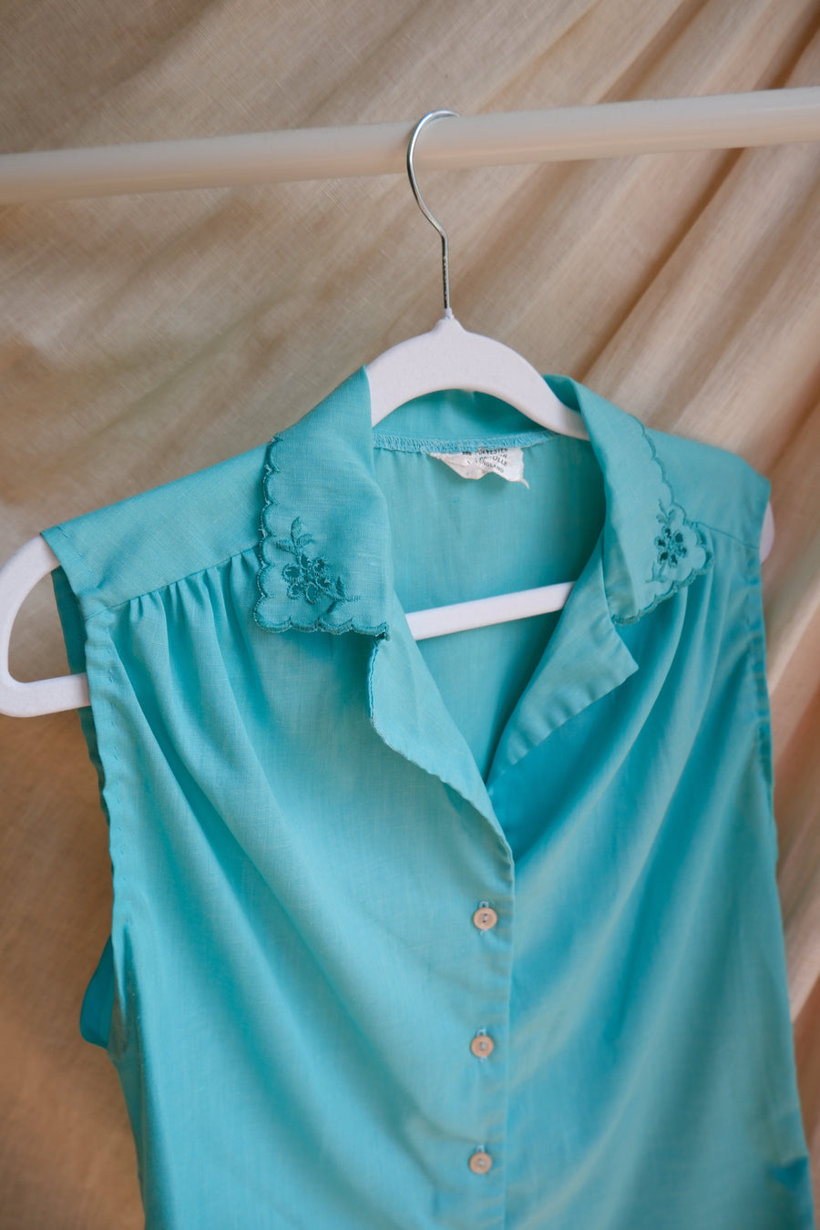 Turquoise Floral Blouse - S/M