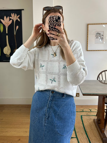 Floral Cotton Knit Jumper - M/L