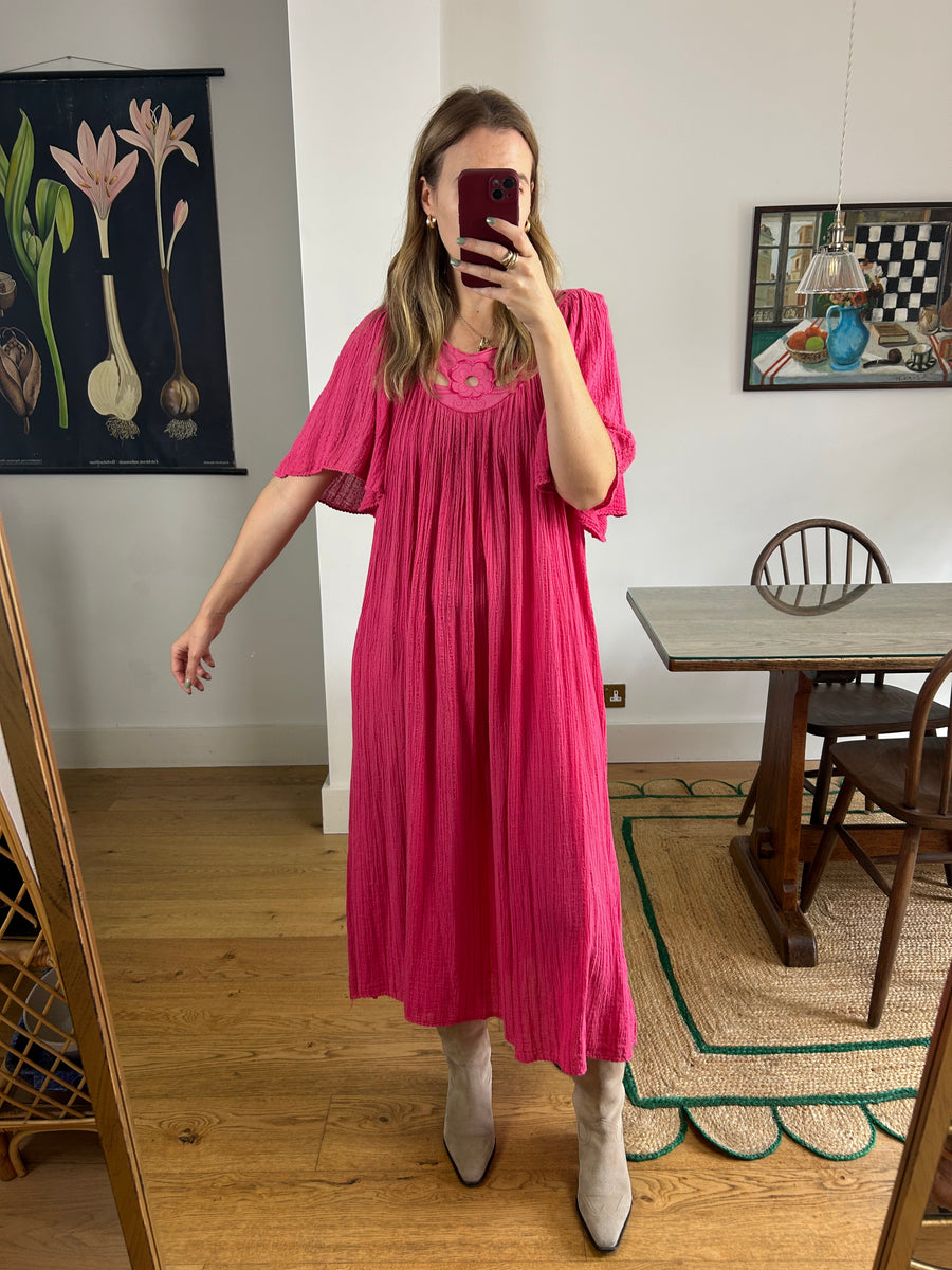 Pink Cotton Maxi Dress - UK 10-14