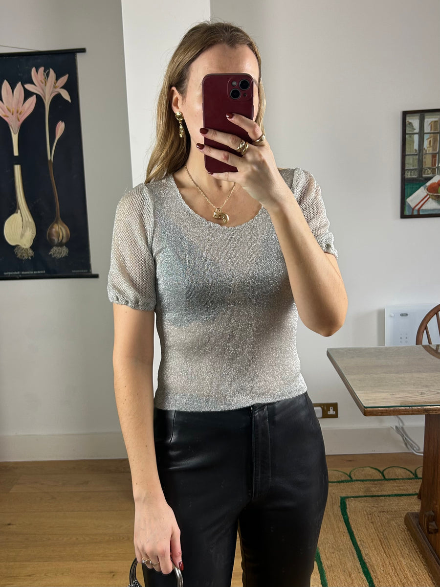 Silver Knit Top - S