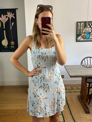 Check & Floral Mini Dress - UK 8/10