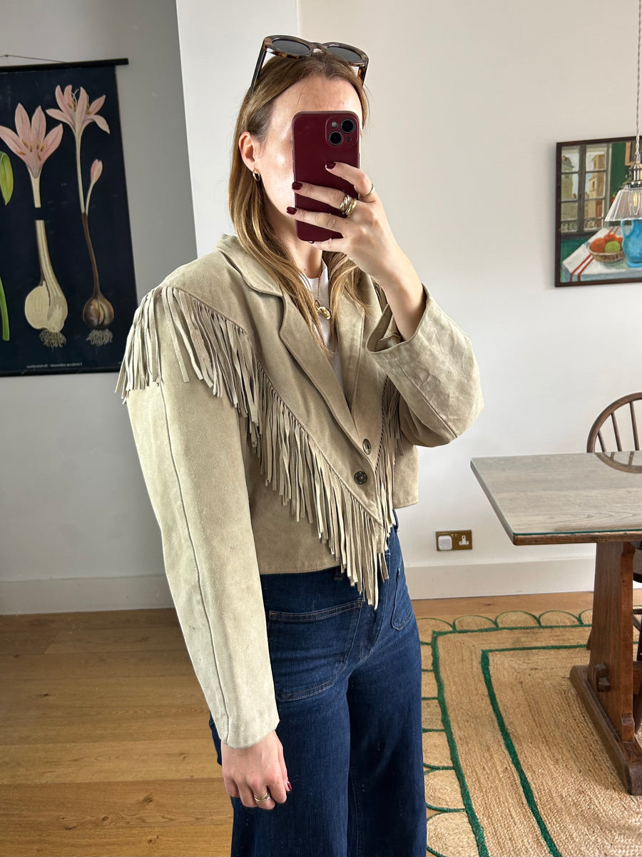 Cropped Suede Tassel Jacket - S-M