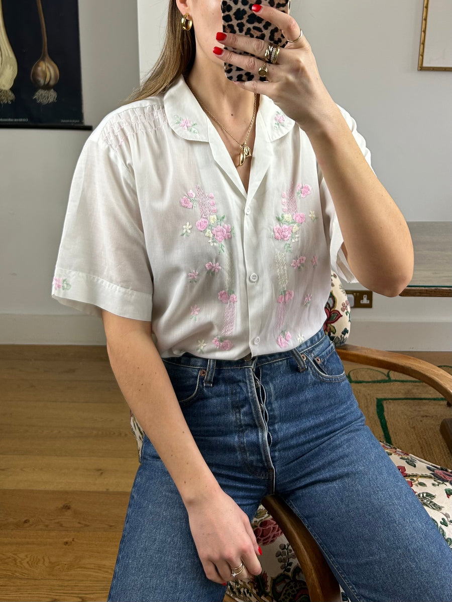 Embroidered Floral Blouse - M/L