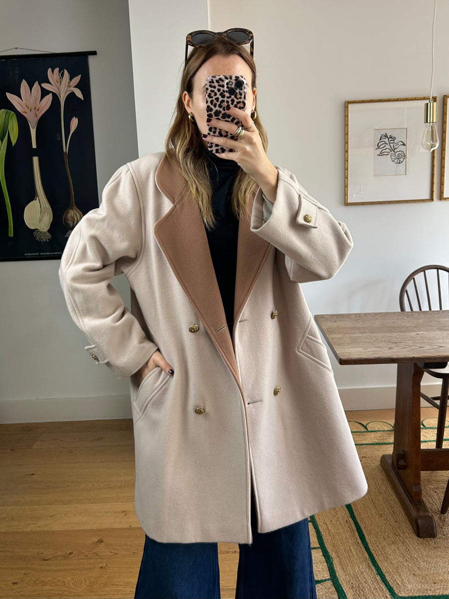 Beige Wool Coat - M