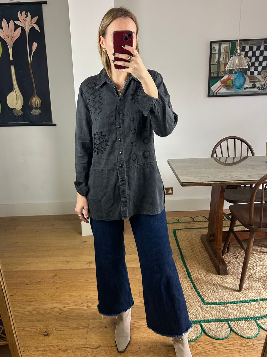 Linen Beaded Shirt - S