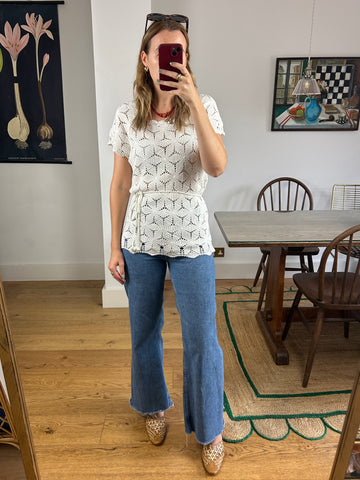 Crochet Tie Waist Top - S