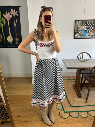 Broderie Anglaise Gingham Dress - UK 10