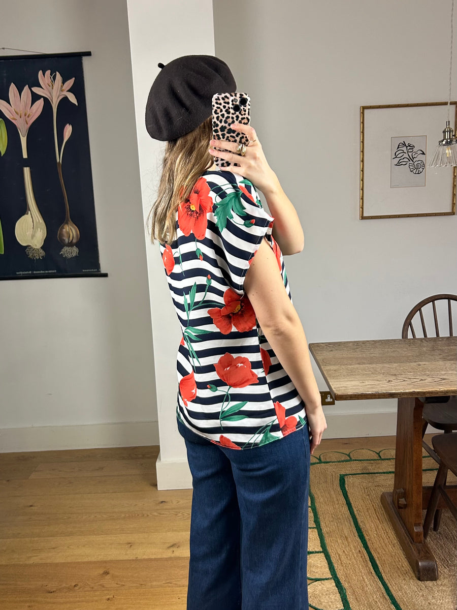 Floral Striped T-Shirt - M