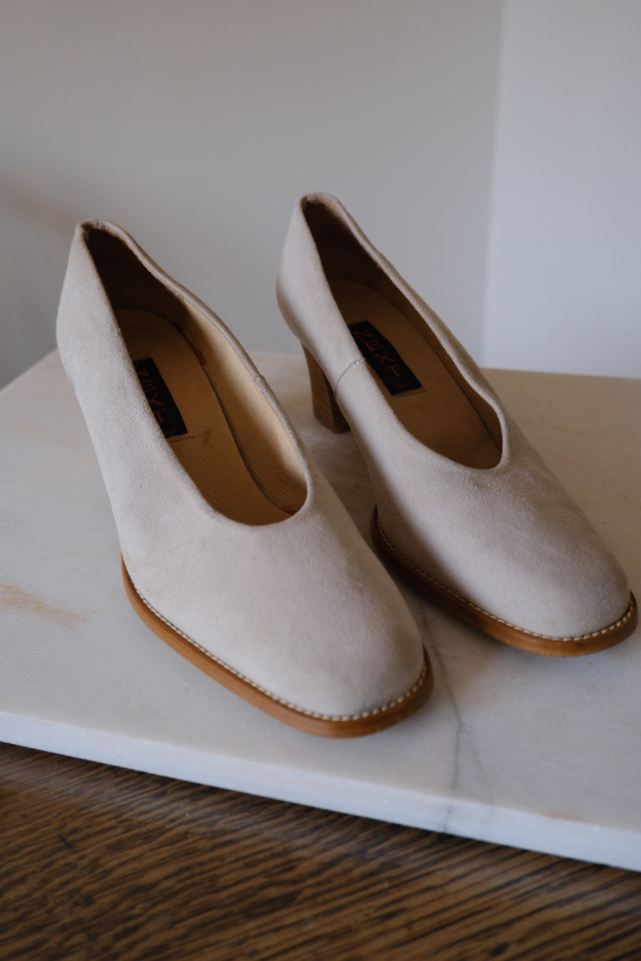 Cream Suede Heels - UK 4