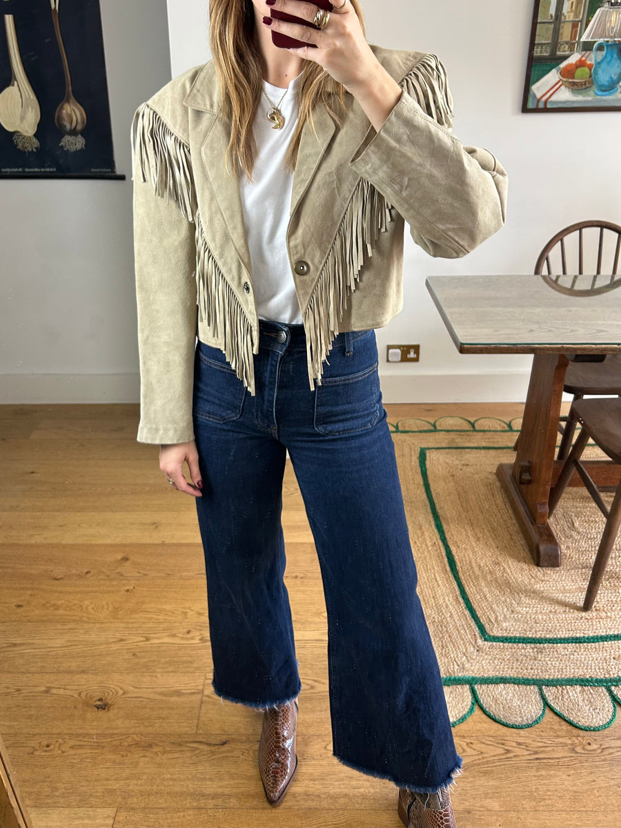 Cropped Suede Tassel Jacket - S-M