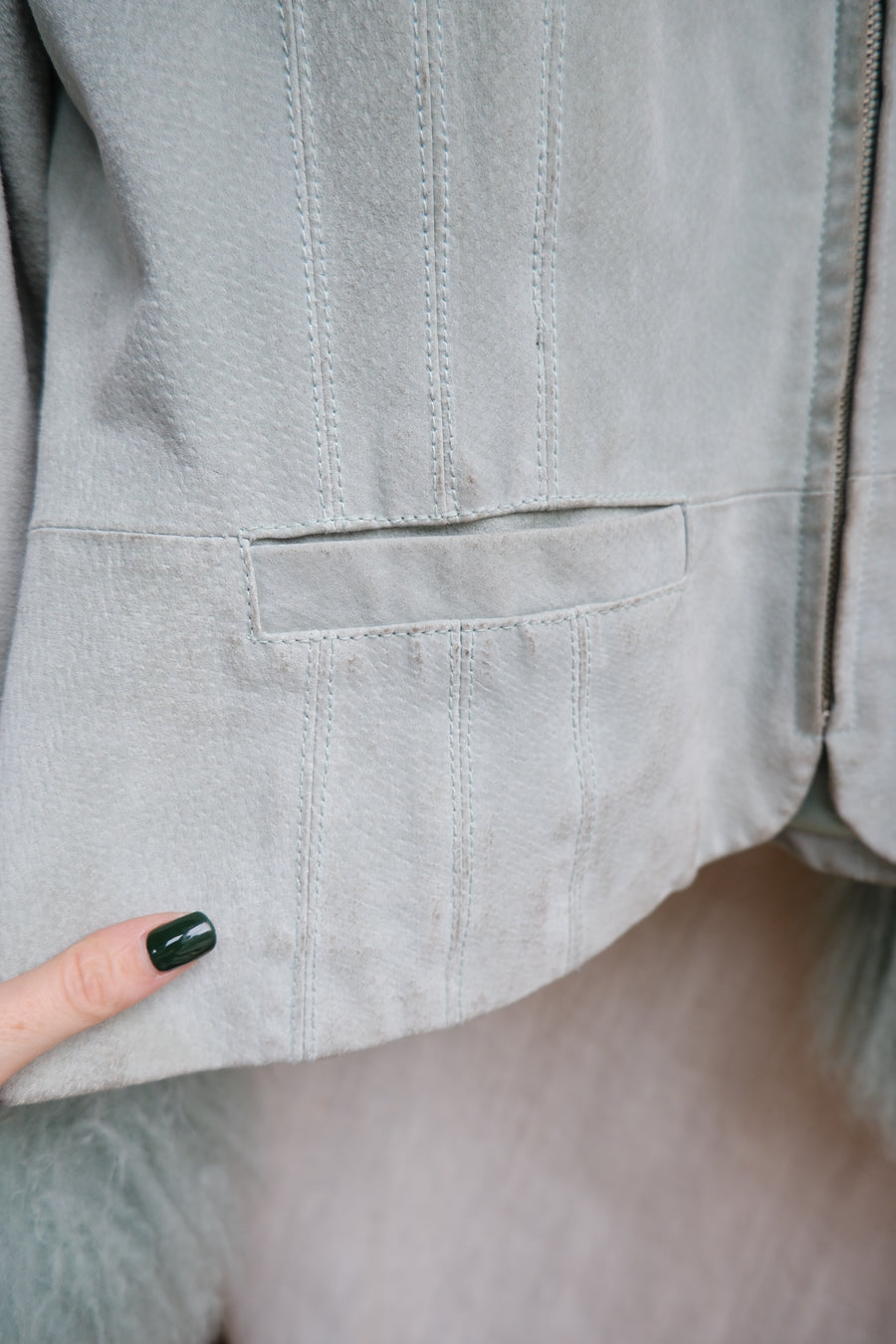 Green Mongolian Fur Jacket - S