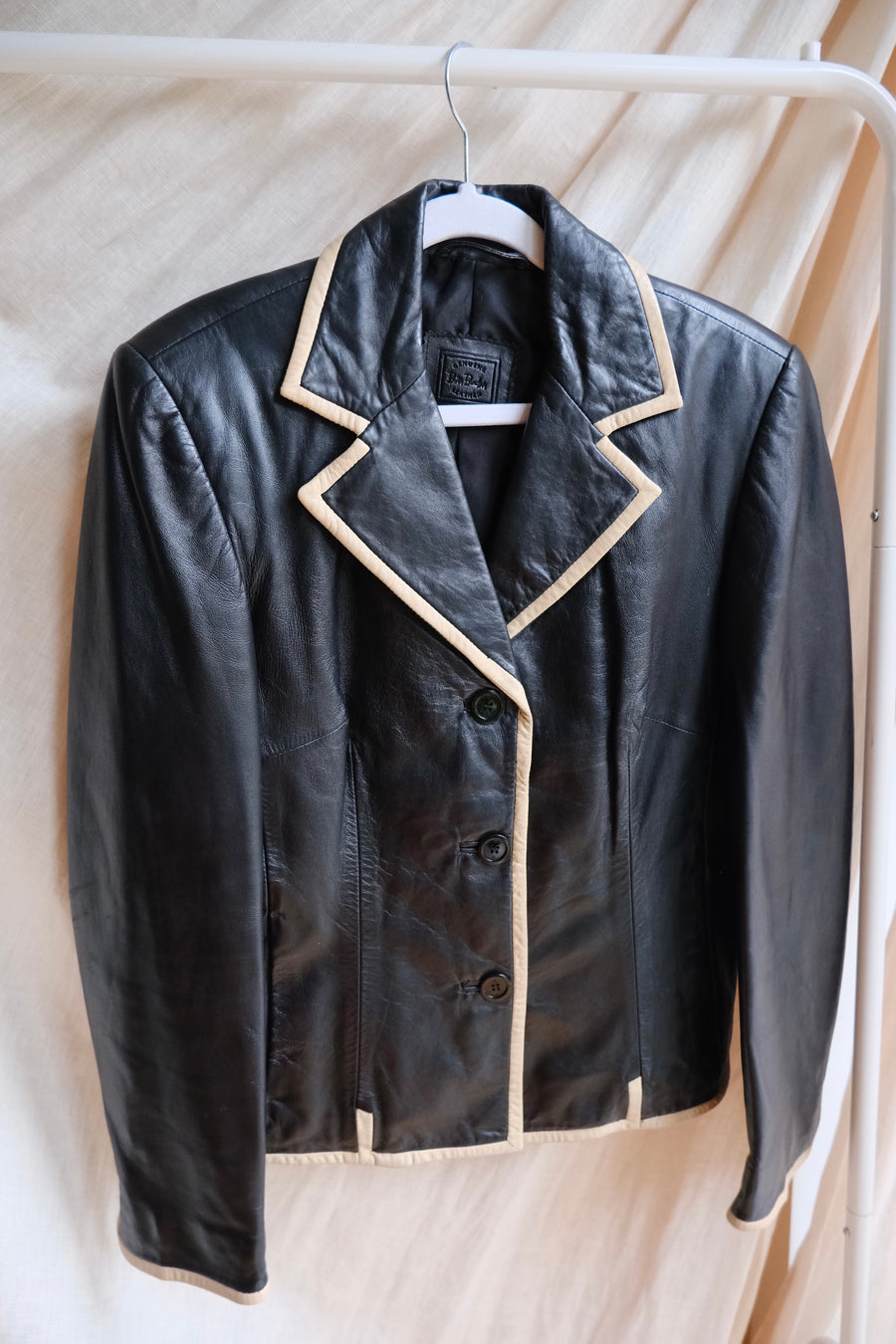 Black & Tan Leather Blazer - S