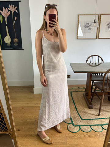 Beige Check Maxi Dress - UK 14
