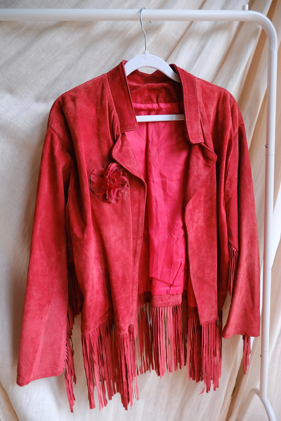 Red Suede Tassel Jacket - M