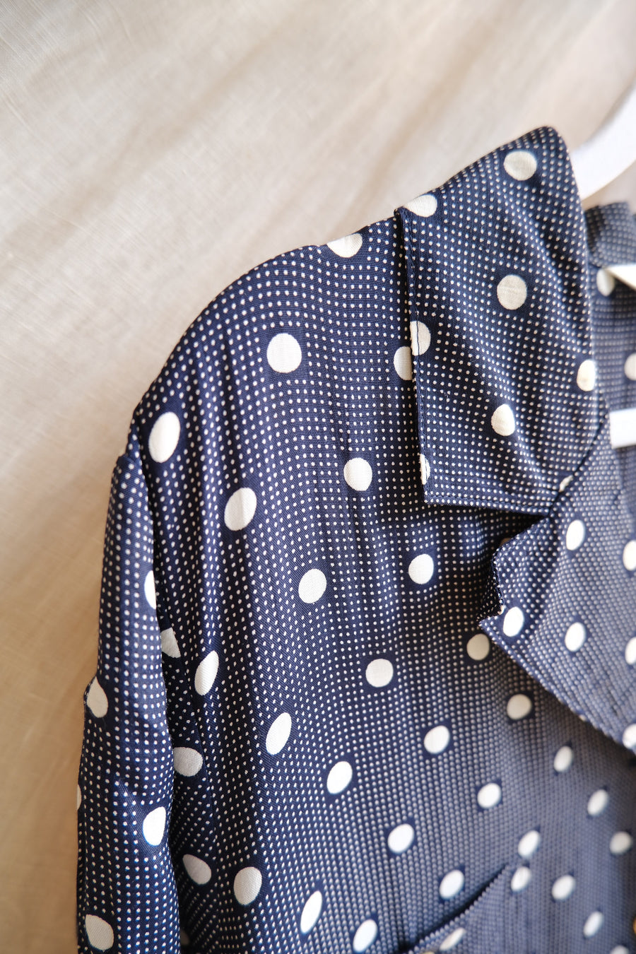 Navy Polkadot Dress - UK 12