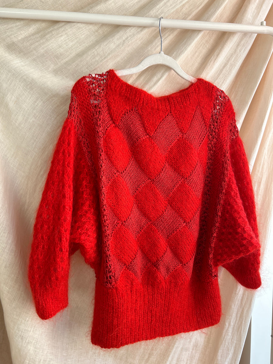 Red Contrast Knit Jumper - S/M