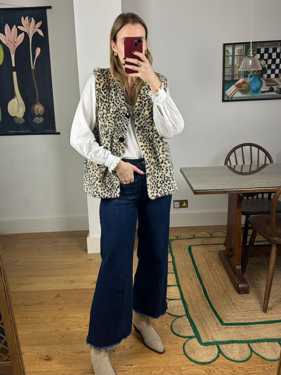 Leopard Faux Fur Gilet - M