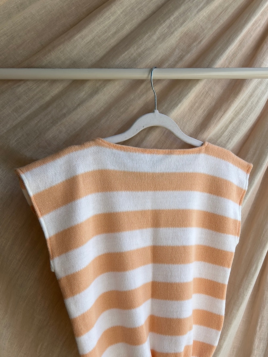 Peach Striped Knit Top - S