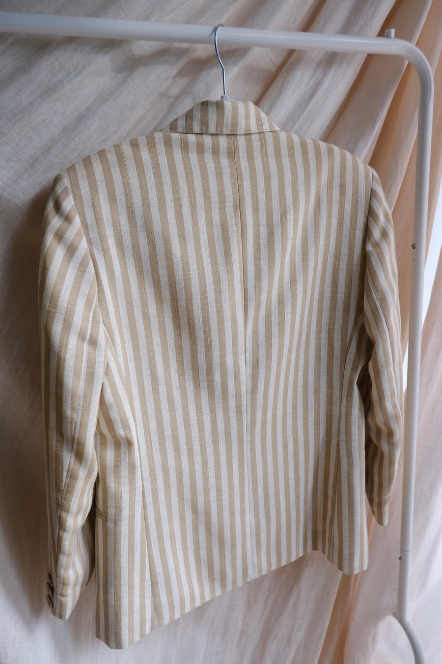 Beige Striped Blazer - M