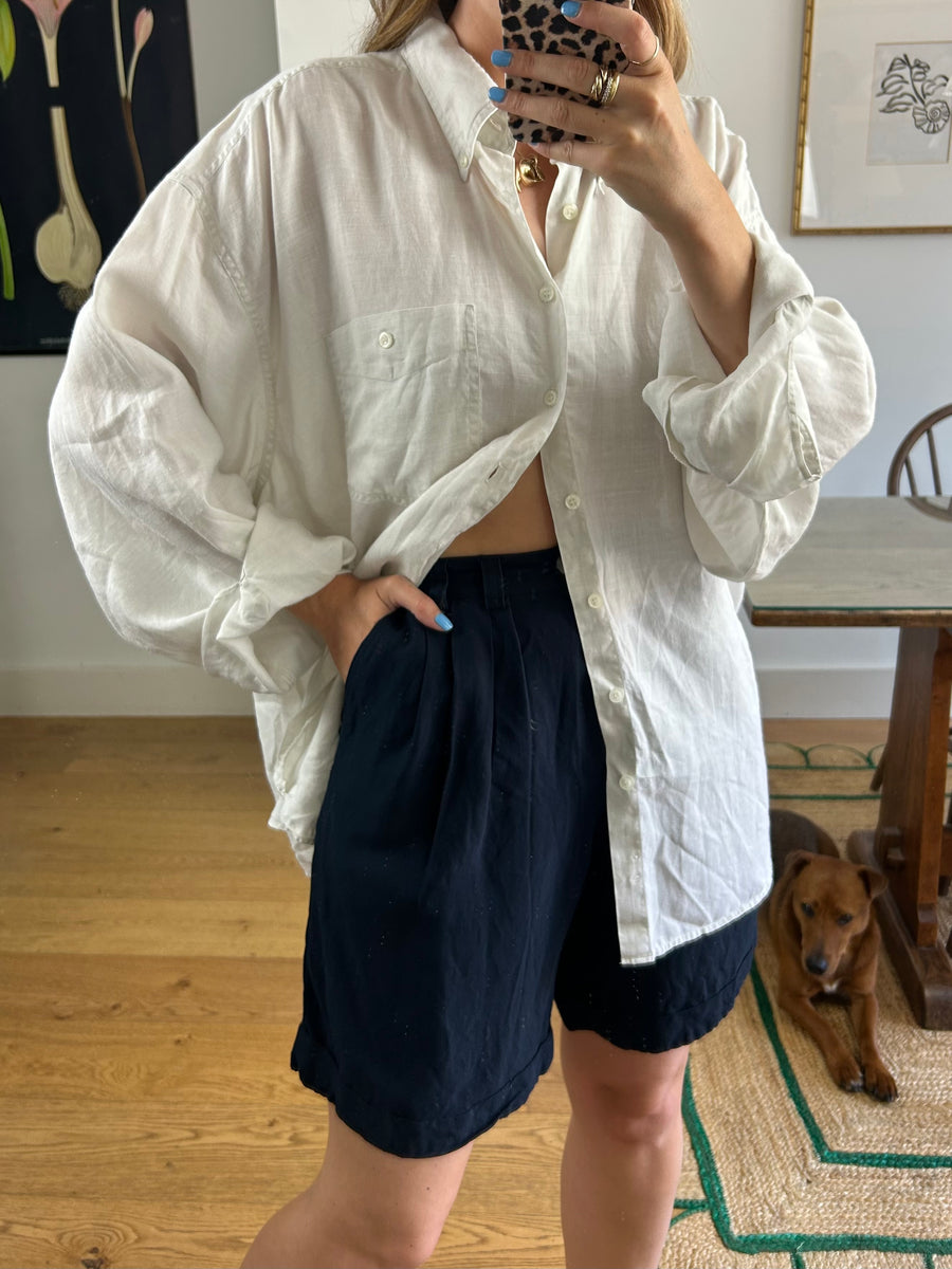 Navy Linen Shorts - UK 6