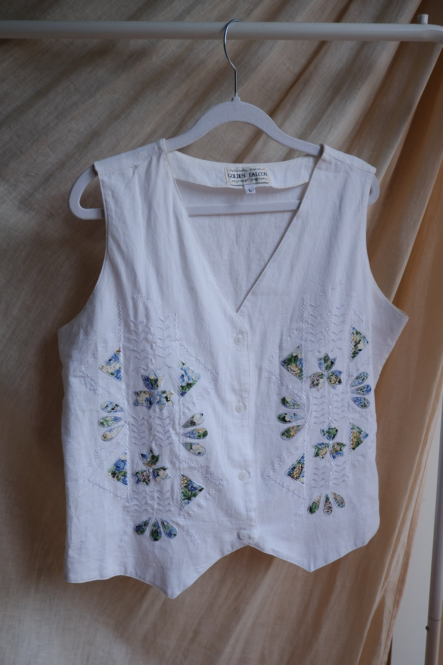 White Applique Waistcoat - M