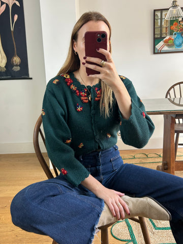 Wool Embroidered Cardigan - S