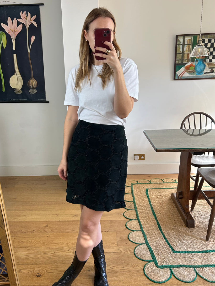 Suede Patchwork Mini Skirt - UK 12