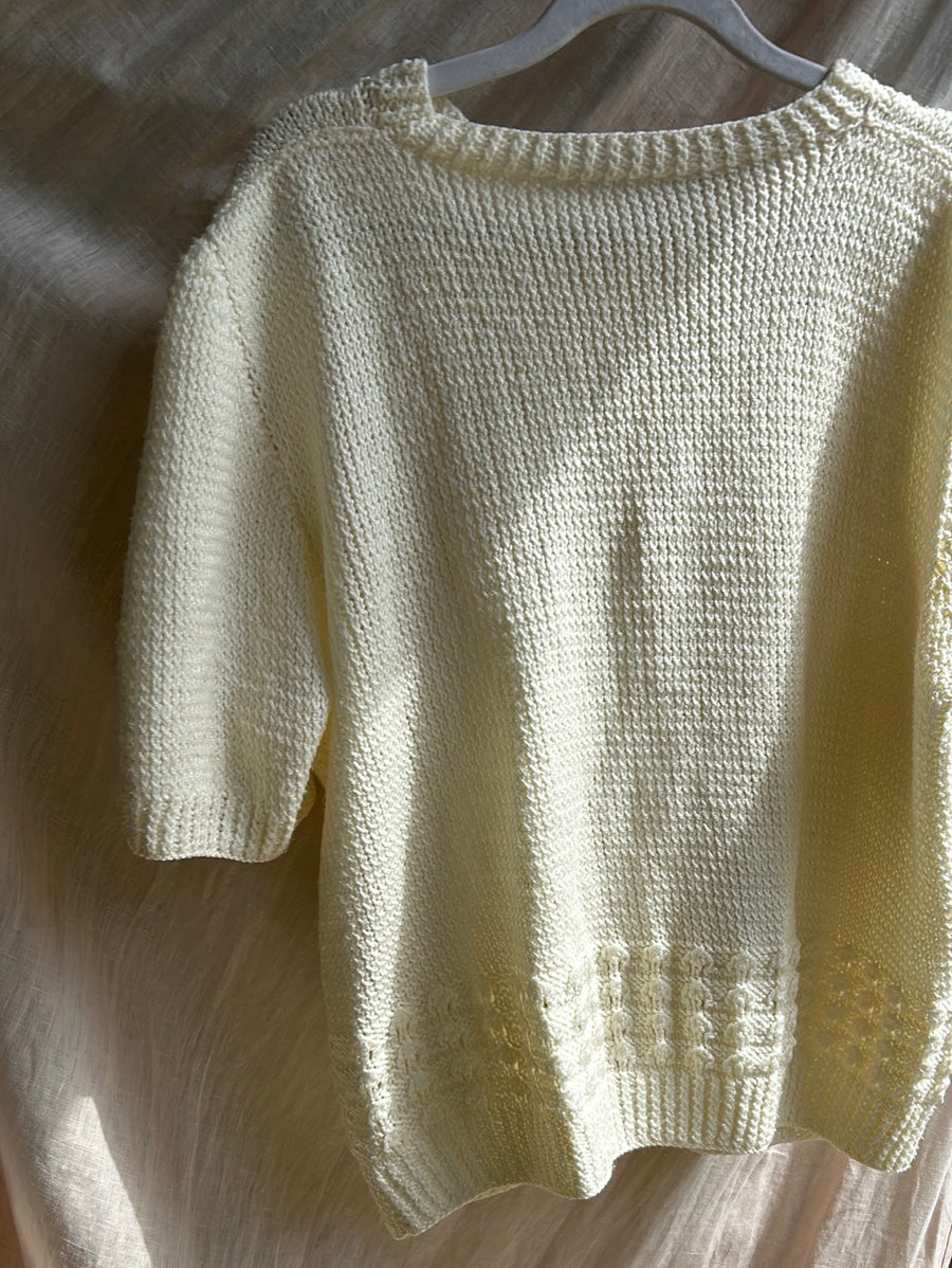 Cream Knit Cardigan - L