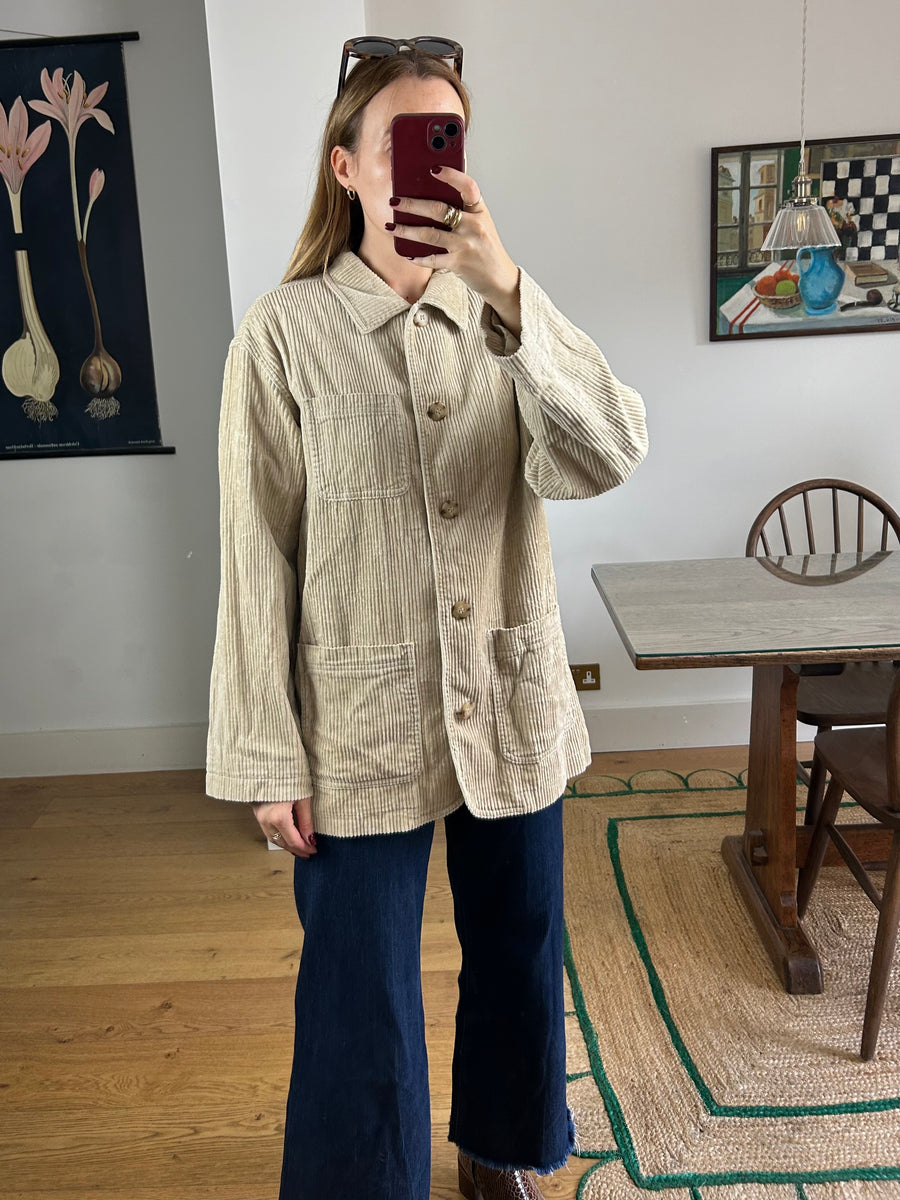 Beige Jumbo Cord Jacket - M