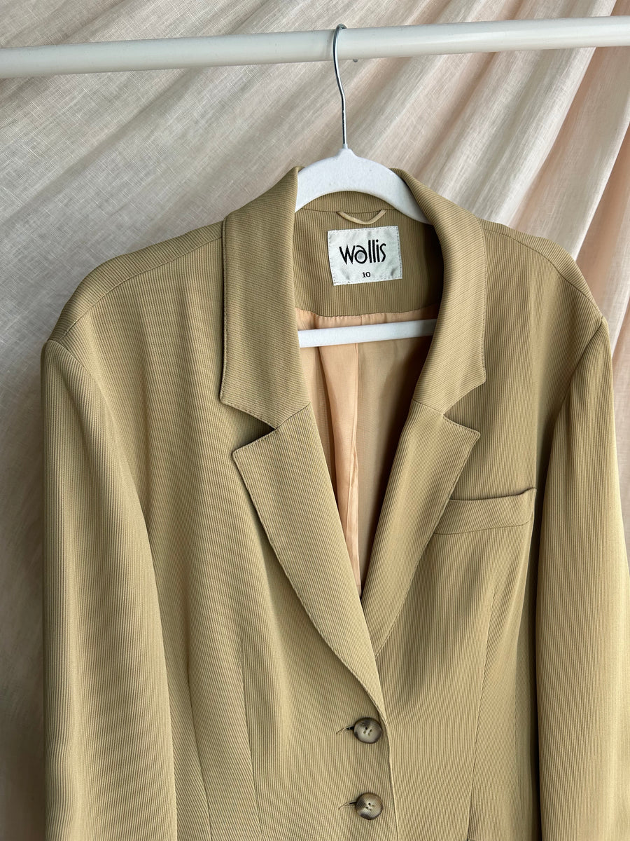 Green Ribbed Blazer - S