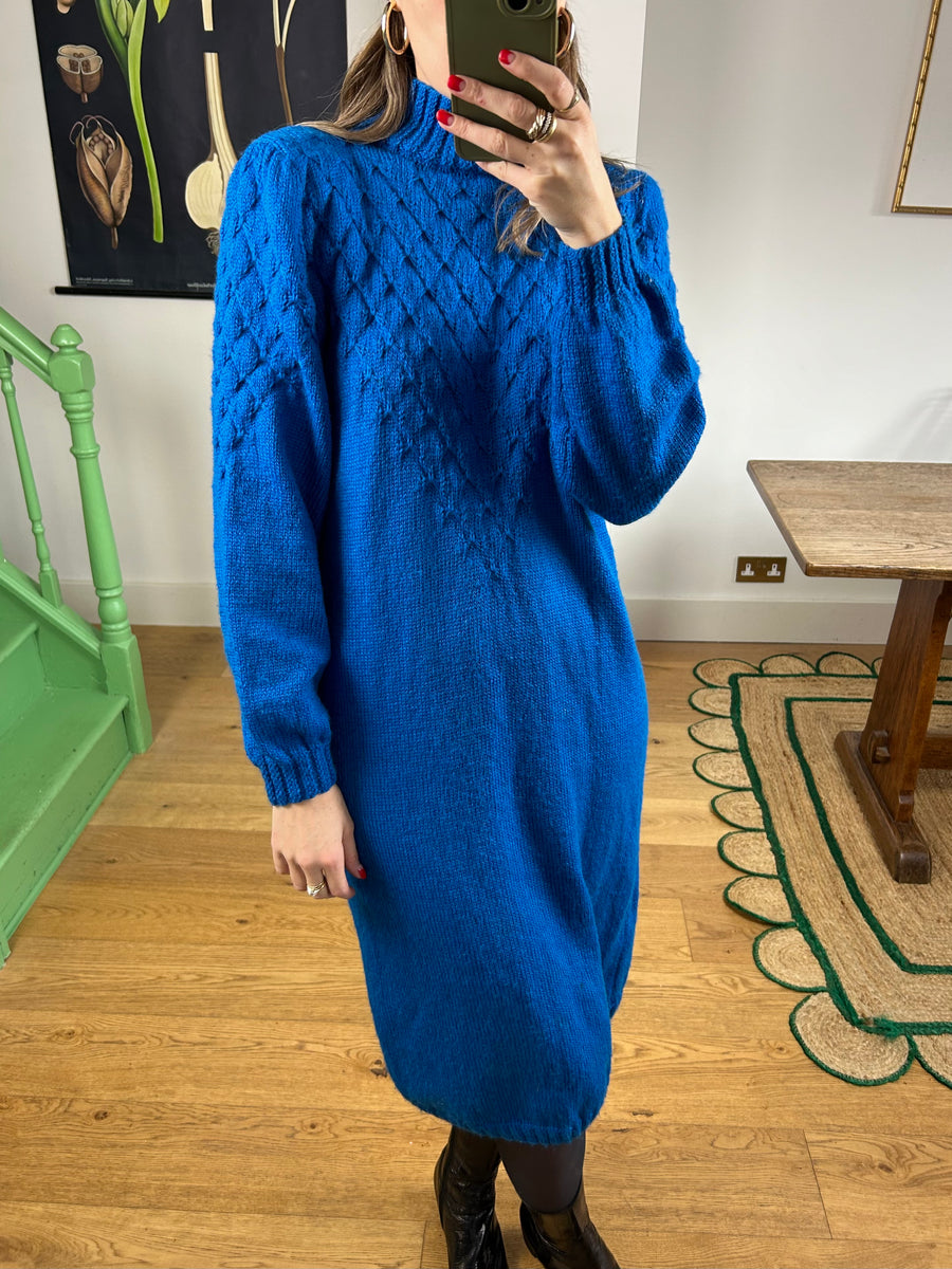 Blue Knit Jumper Dress - UK 10/12