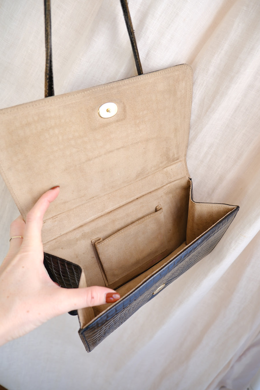 Croc & Chain Leather Bag