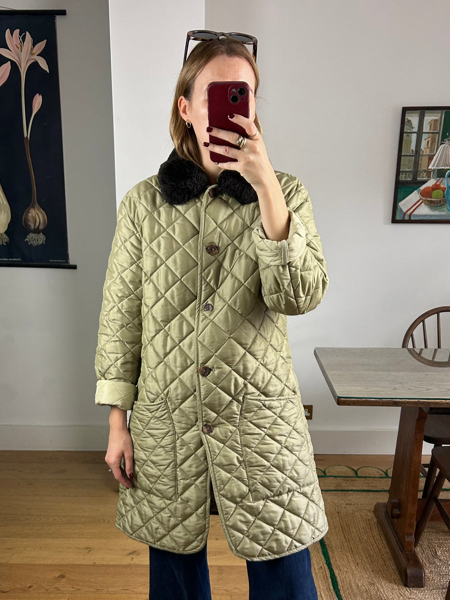Quilted Fur Collar Jacket - M