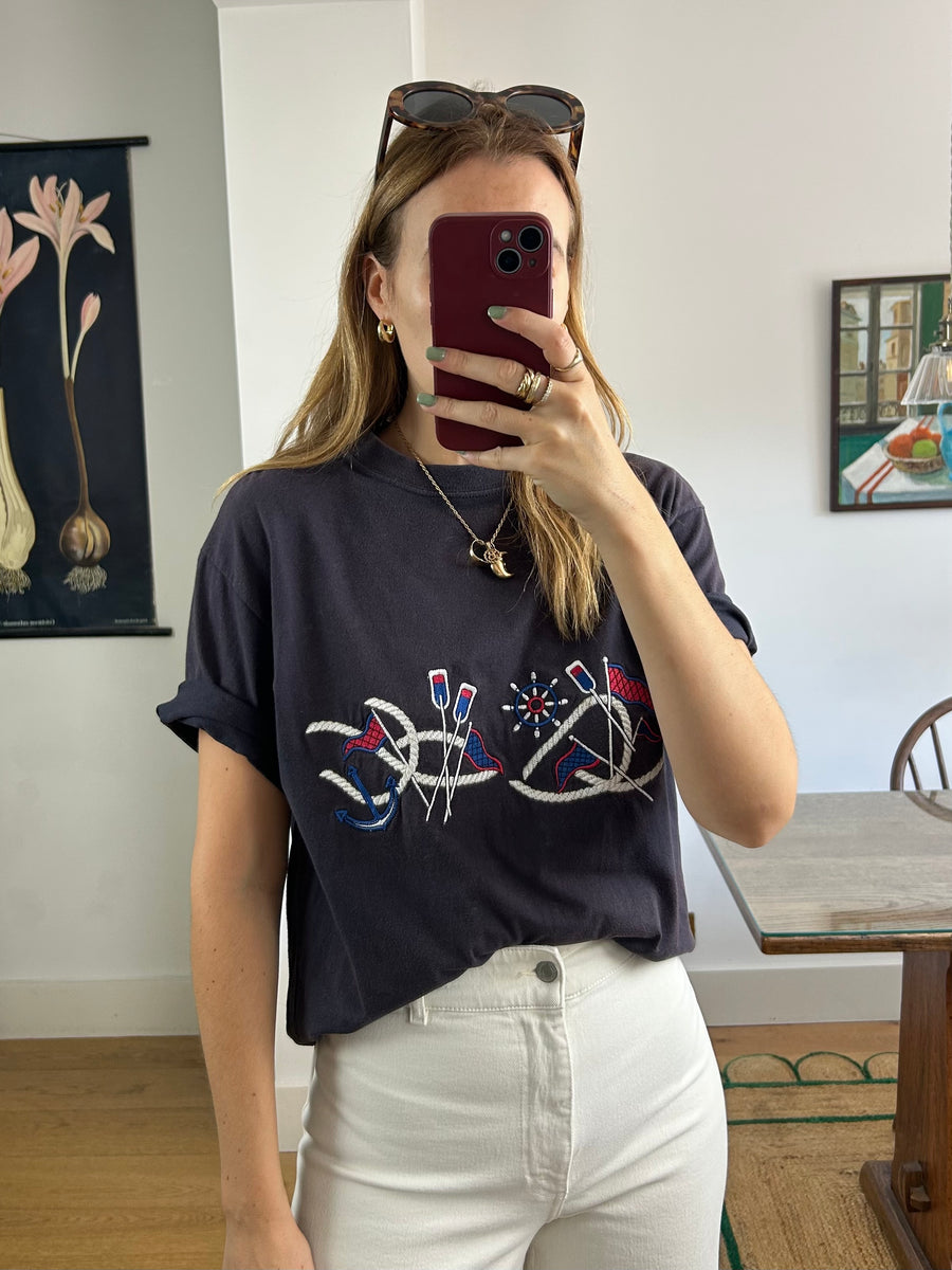 Sailing Embroidered T-Shirt - M