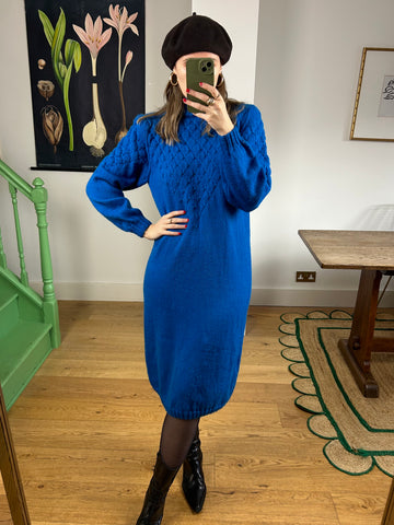 Blue Knit Jumper Dress - UK 10/12