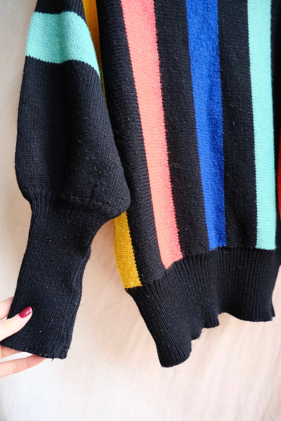 Striped Batwing Jumper - M
