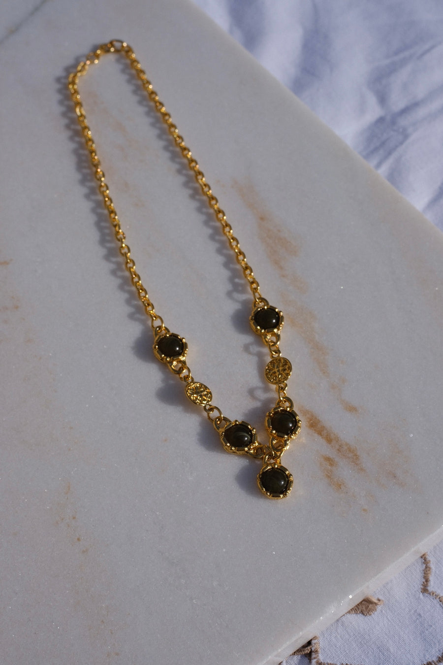 Green Stone Charm Necklace