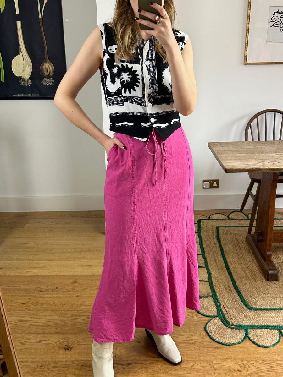 Pink Maxi Skirt - L