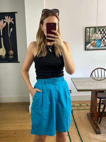 Blue High-Waisted Shorts - UK 8/10