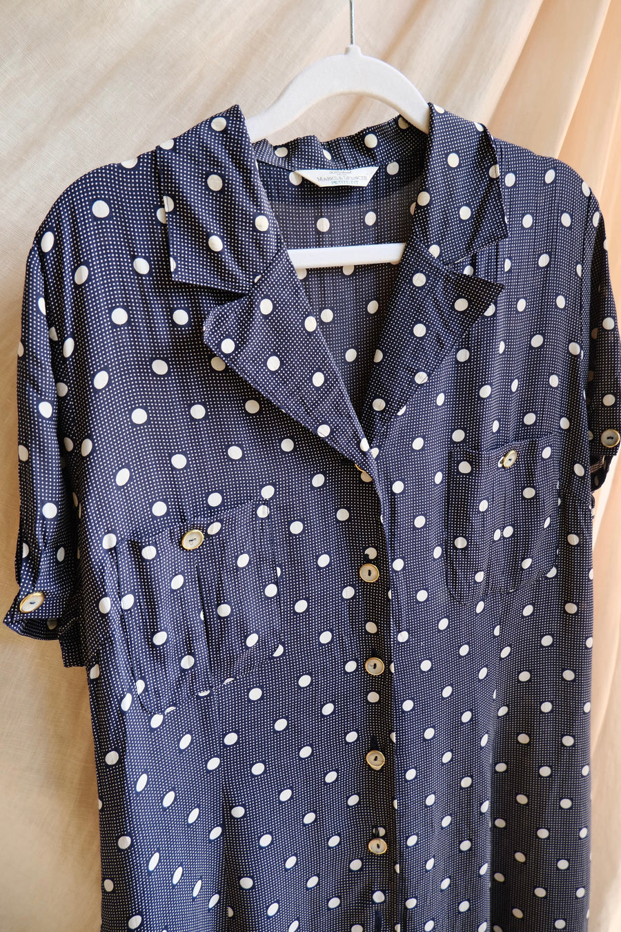 Navy Polkadot Dress - UK 12
