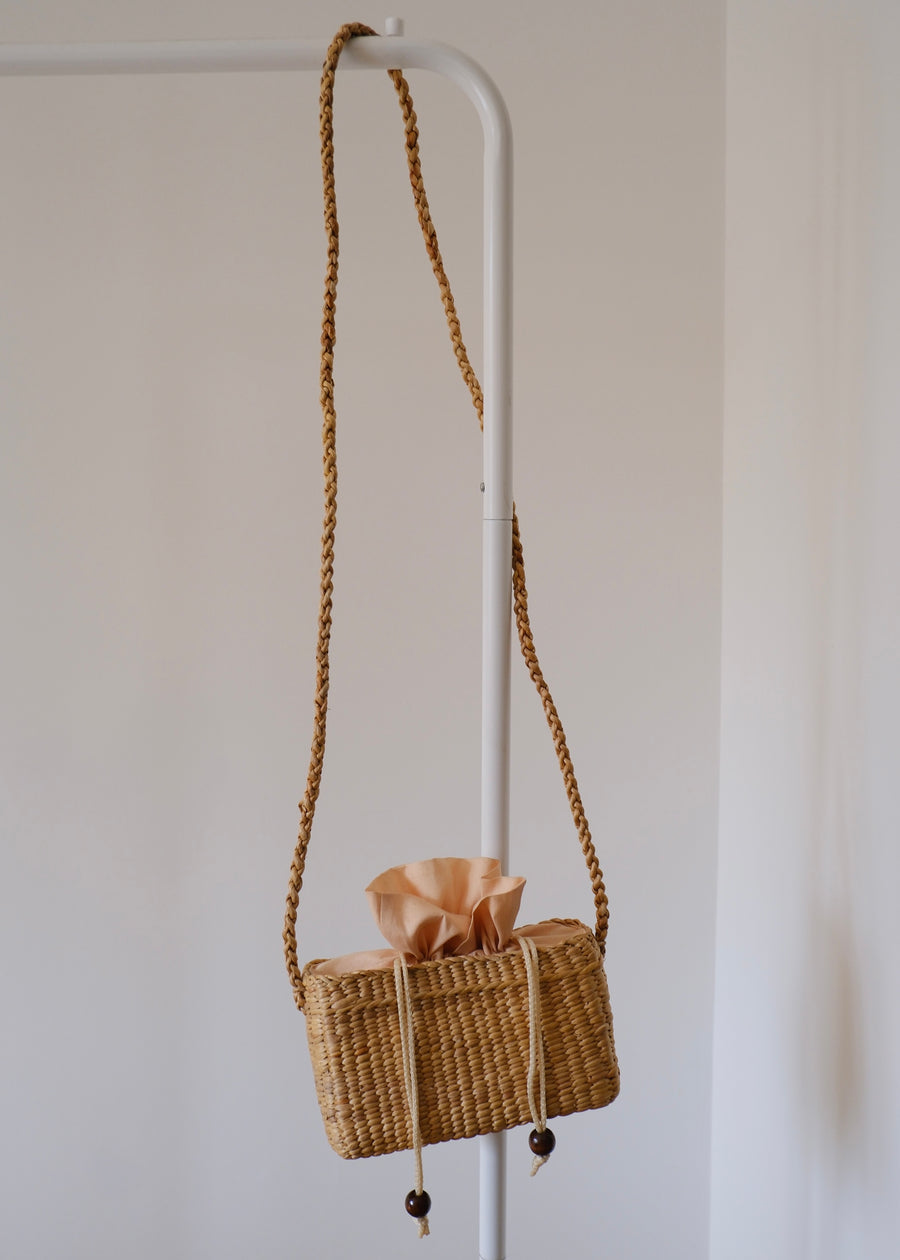Mini Straw Drawstring Bag