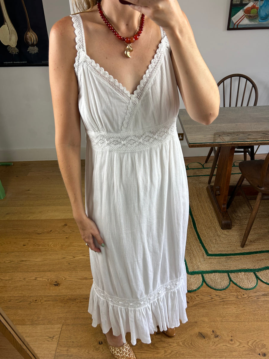 White Cotton Maxi Dress - UK 8-12