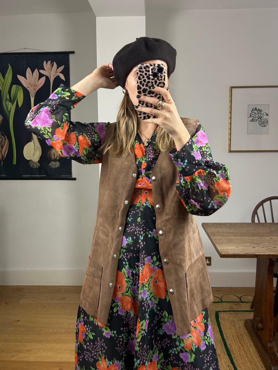 Brown Suede Waistcoat - S