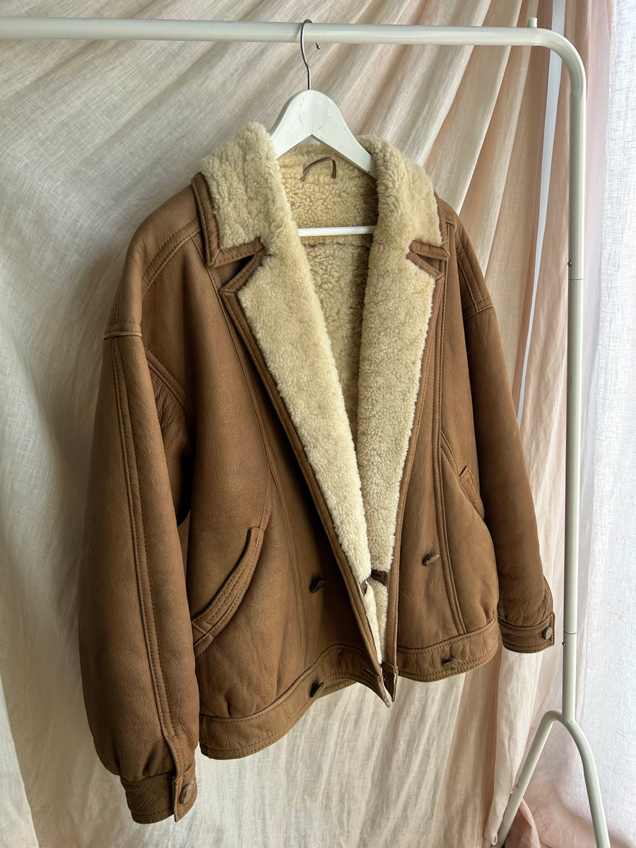 Brown sheepskin coat - S/M
