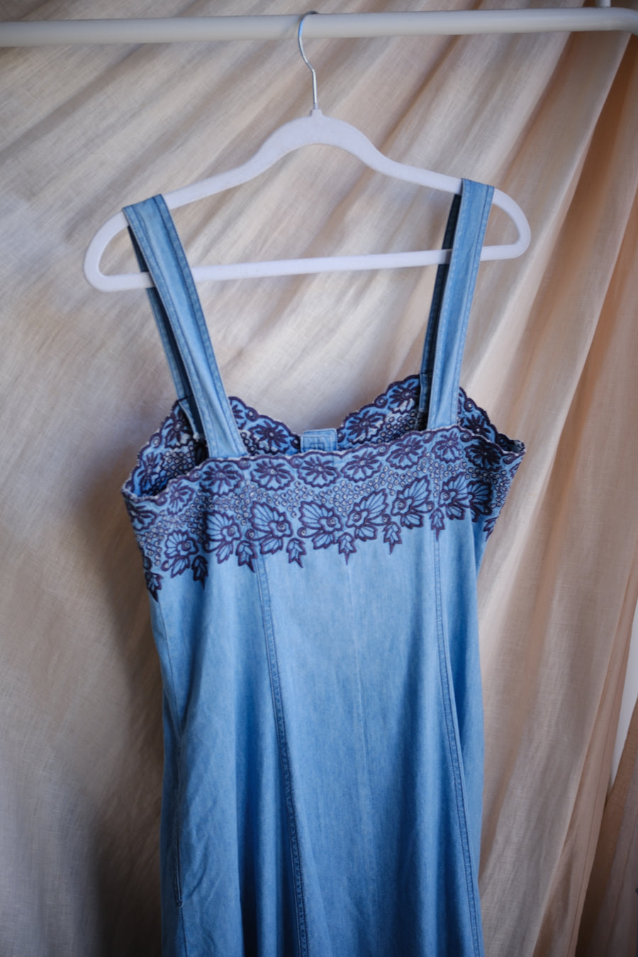 Embroidered Denim Dress - UK 10
