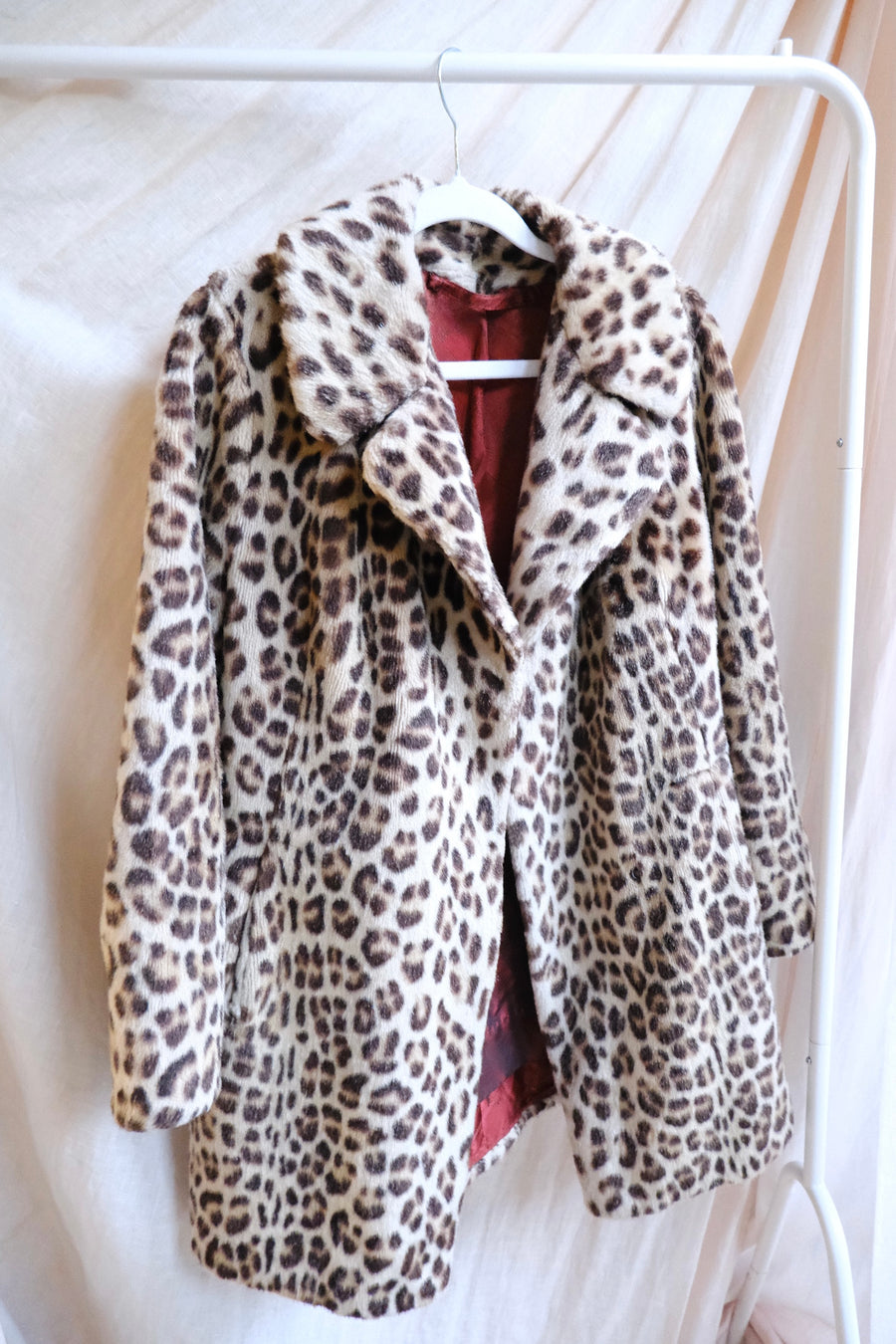 Leopard Faux Fur Coat - M