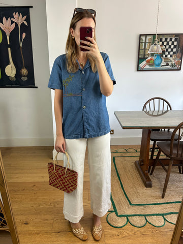 Palm Tree Denim Shirt - S/M