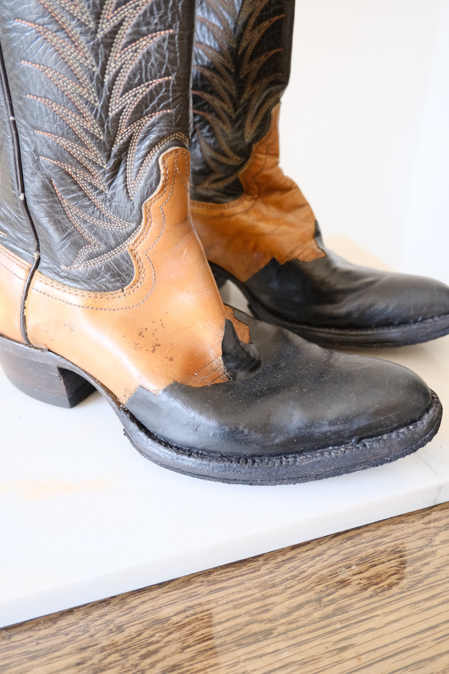 Black & Brown Cowboy Boots - UK 3