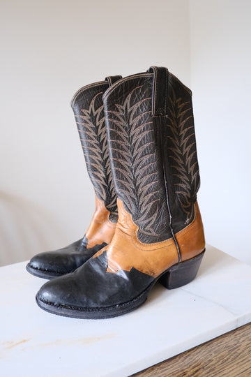 Black & Brown Cowboy Boots - UK 3